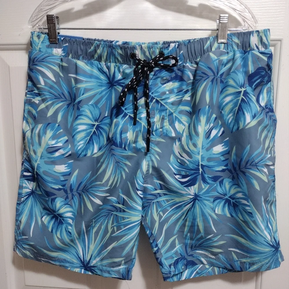 Distortion Tropical Blue Men's XL Swim Trunks Mesh Lined 50+ 🆕